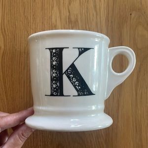 Anthropologie Monogram Initial Letter K Coffee Mug Tea Cup Mint Condition